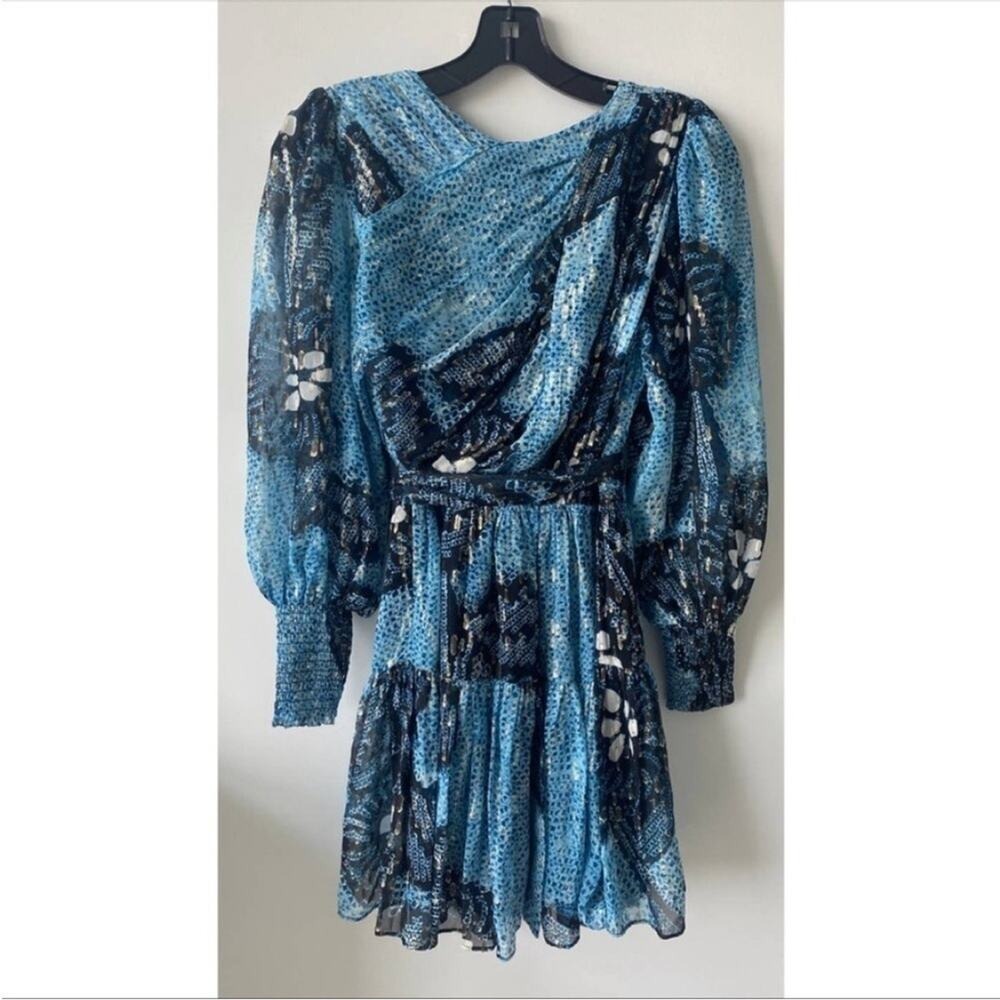 ULLA JOHNSON Noemi shibori dress Blue floral sequin mini Adora in sky size 2 - Picture 8 of 15